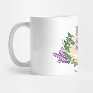 yellow morph ball python amongst amethyst crystals and pothos plant design Mug